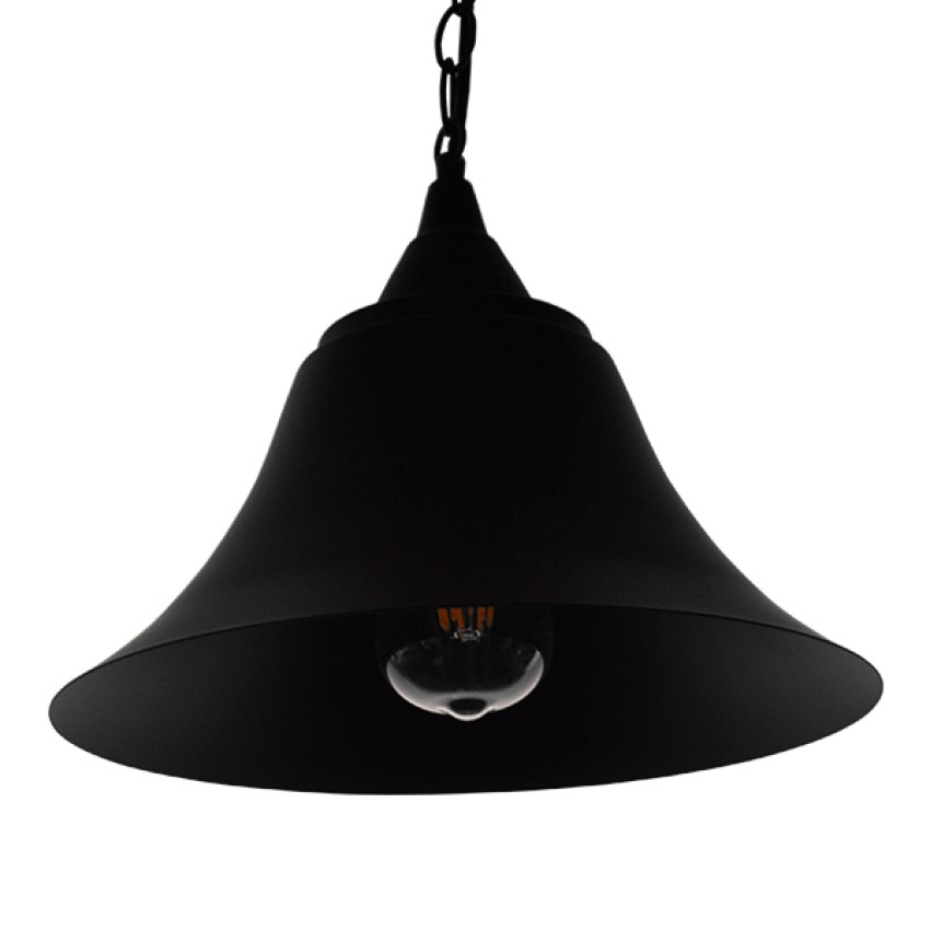 CLOCHER  Vintage Κρεμαστό Φωτιστικό Καμπάνα Μονόφωτο 1 x E27 IP20 Μαύρο Μέταλλο - Μ29 x Π29 x Υ34cm