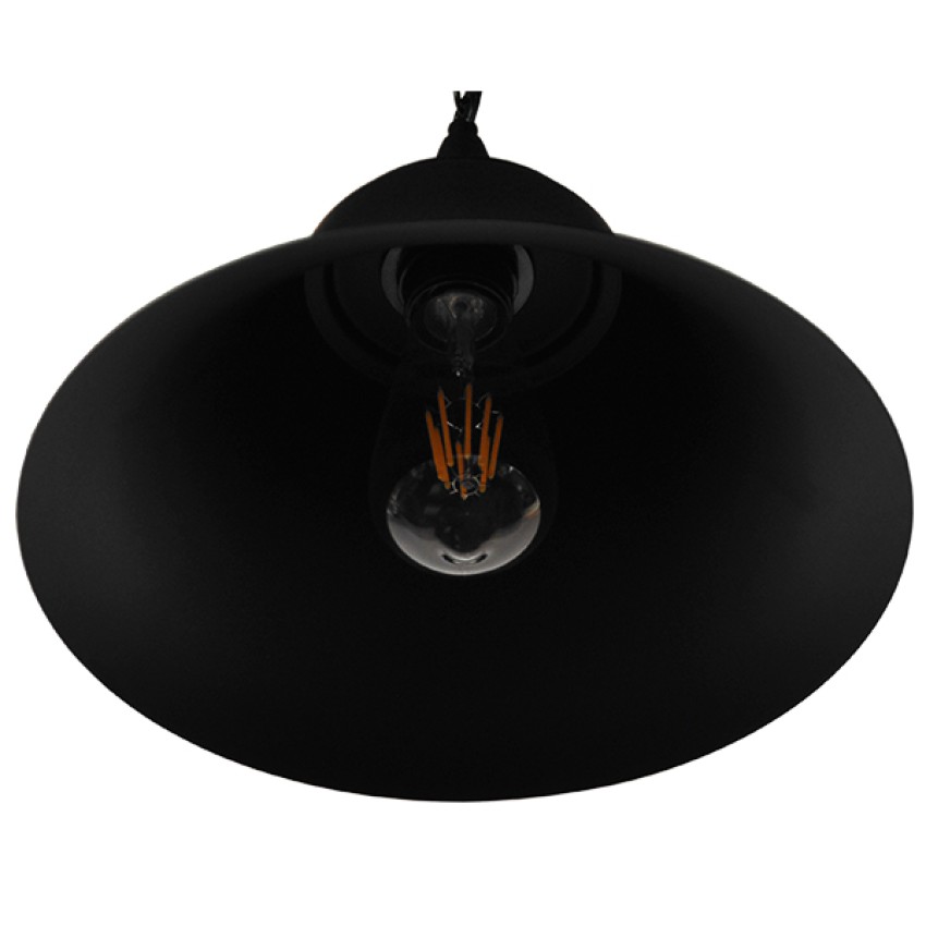 CLOCHER  Vintage Κρεμαστό Φωτιστικό Καμπάνα Μονόφωτο 1 x E27 IP20 Μαύρο Μέταλλο - Μ29 x Π29 x Υ34cm