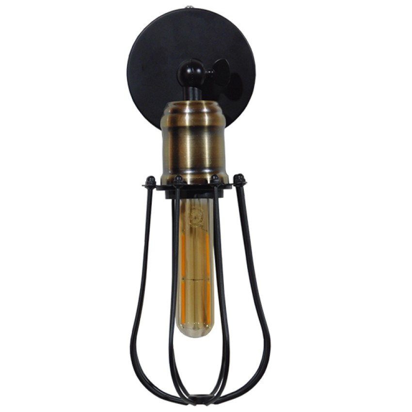 GLOBOSTAR® CATEL  Vintage Φωτιστικό Τοίχου - Απλίκα με Ντουί 1 x E27 AC 220-240V IP20 - Μαύρο & Χρυσό - Μ12 x 15 x Υ32cm
