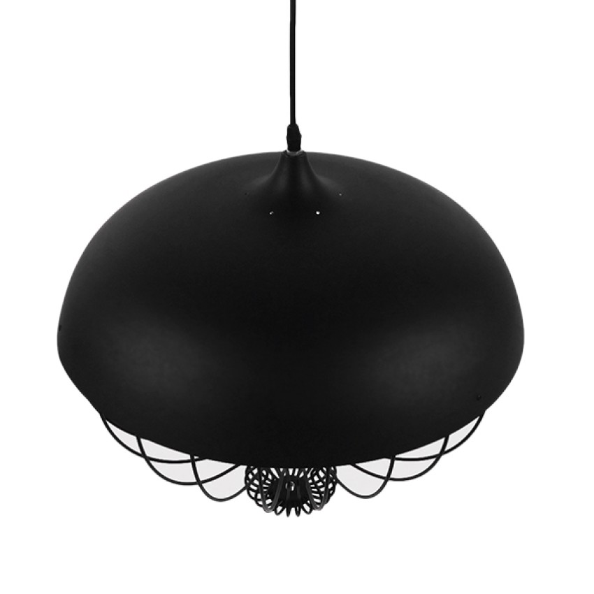 SOBRINO  Vintage Κρεμαστό Φωτιστικό Πλέγμα Μονόφωτο 1 x E27 IP20 Μαύρο Μέταλλο - Μ46 x Π46 x Υ50cm