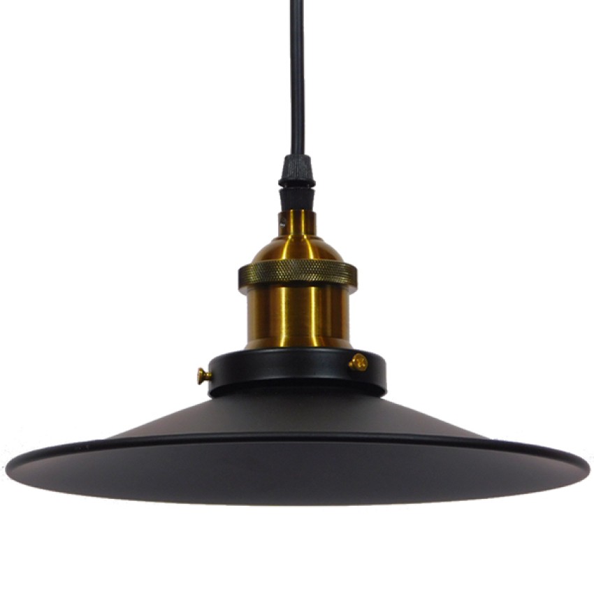 CARAVEL  Vintage Κρεμαστό Φωτιστικό Καμπάνα Μονόφωτο 1 x E27 IP20 Μαύρο & Χρυσό Μέταλλο - Μ22 x Π22 x Υ13cm