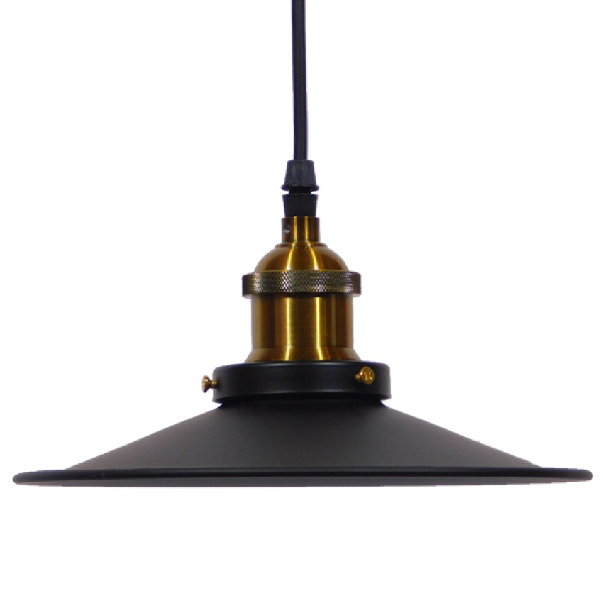 CARAVEL  Vintage Κρεμαστό Φωτιστικό Καμπάνα Μονόφωτο 1 x E27 IP20 Μαύρο & Χρυσό Μέταλλο - Μ22 x Π22 x Υ13cm