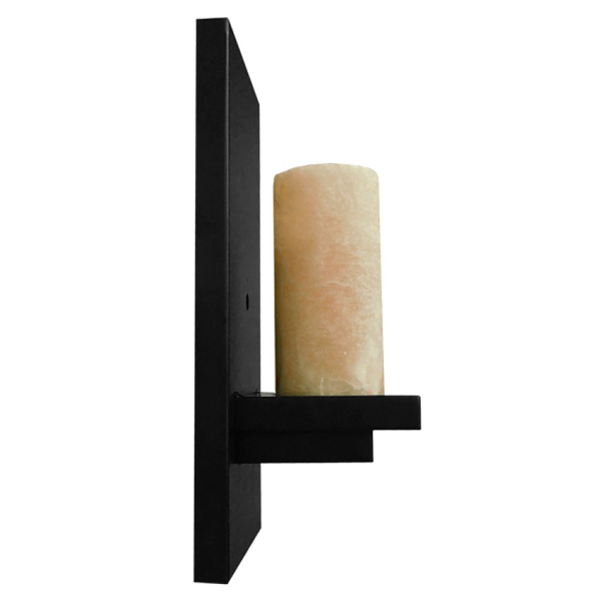 ODILIA  Vintage Επιτοίχιο Φωτιστικό Απλίκα Μονόφωτο 1 x E27 IP20 Μαύρο Μέταλλο με Μπεζ Όνυχα - Μ10 x Π14 x Υ30cm
