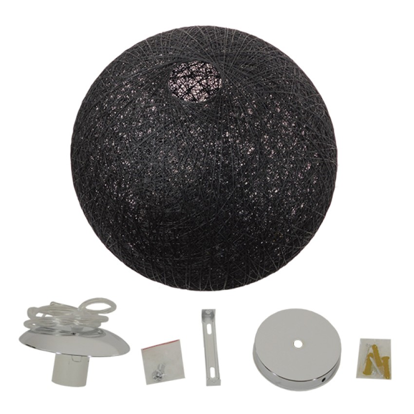 OCEANA  Vintage Κρεμαστό Φωτιστικό Μπάλα Μονόφωτο 1 x E27 IP20 Μαύρο Σχοινί - Μ60 x Π60 x Υ60cm OCEANA  Vintage Κρεμαστό Φωτιστικό Μπάλα Μονόφωτο 1 x E27 IP20 Μαύρο Σχοινί - Μ60 x Π60 x Υ60cm