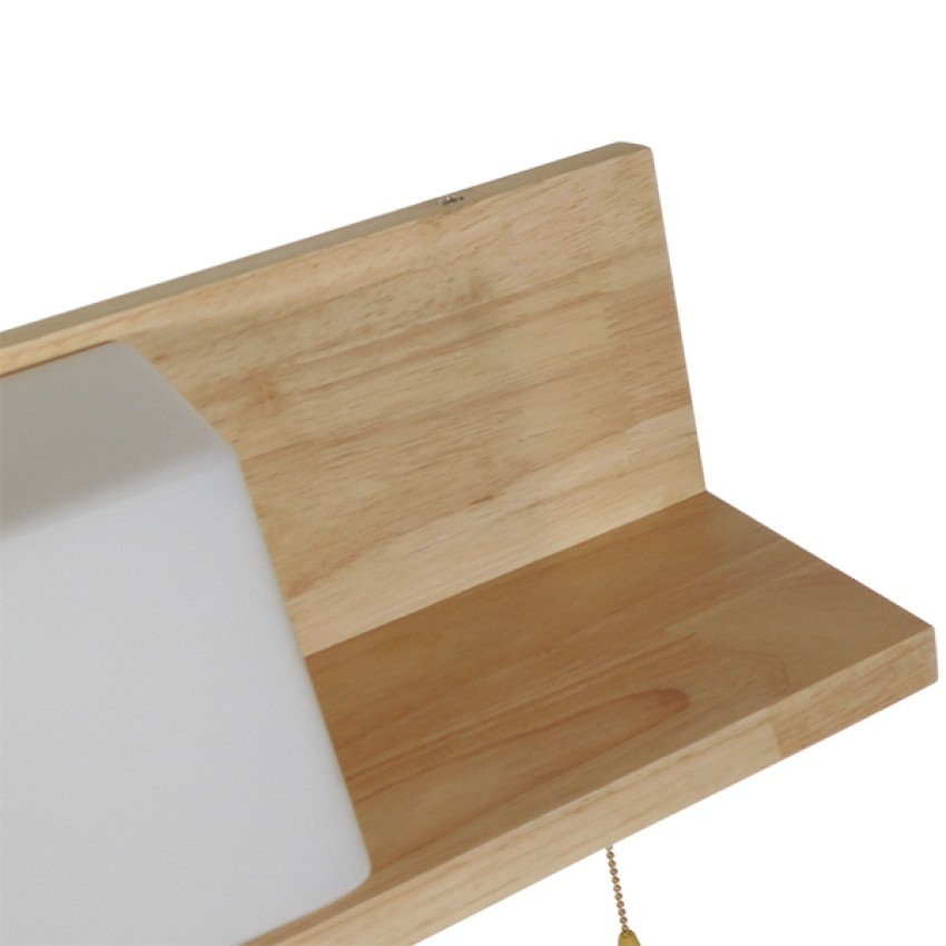 AMITY  Μοντέρνο Επιτοίχιο Φωτιστικό Απλίκα Μονόφωτο 1 x E27 IP20 Μπεζ Ξύλο με Λευκό Γυαλί - Μ30 x Π14.5 x Υ15cm