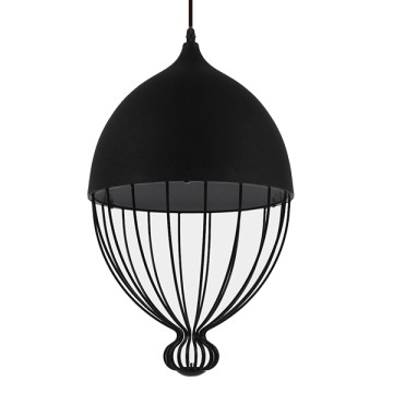 CANARIO  Vintage Κρεμαστό Φωτιστικό Πλέγμα Μονόφωτο 1 x E27 IP20 Μαύρο Μέταλλο - Μ28 x Π28 x Υ47cm