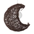 CRESCENT  Vintage Κρεμαστό Φωτιστικό Πλέγμα Μονόφωτο 1 x E27 IP20 Καφέ Rattan - Μ30 x Π20 x Υ35cm