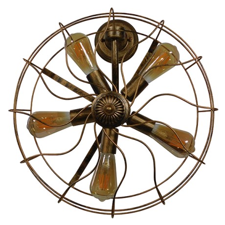 FAN  Vintage Επιτοίχιο Φωτιστικό Απλίκα Πολύφωτο 5 x E27 IP20 Χάλκινο Μέταλλο - Μ46 x Π22 x Υ46cm