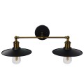 GLOBOSTAR® MINIMALL  Vintage Φωτιστικό Τοίχου - Απλίκα με Ντουί 2 x E27 AC 220-240V IP20 - Μαύρο & Χρυσό - Μ30 x Π60 x Υ18cm