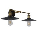 GLOBOSTAR® MINIMALL  Vintage Φωτιστικό Τοίχου - Απλίκα με Ντουί 2 x E27 AC 220-240V IP20 - Μαύρο & Χρυσό - Μ30 x Π60 x Υ18cm