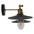 GLOBOSTAR® MINIMALL  Vintage Φωτιστικό Τοίχου - Απλίκα με Ντουί 2 x E27 AC 220-240V IP20 - Μαύρο & Χρυσό - Μ30 x Π60 x Υ18cm