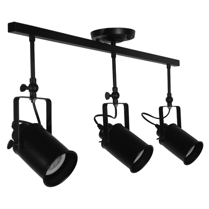 GLOBOSTAR® HOLLYWOOD  Vintage Φωτιστικό Οροφής με Ντουί 3 x E27 AC 220-240V IP20 - Μαύρο - Μ13 x Π78 x Υ38cm