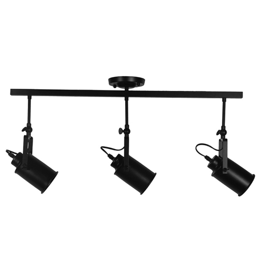 GLOBOSTAR® HOLLYWOOD  Vintage Φωτιστικό Οροφής με Ντουί 3 x E27 AC 220-240V IP20 - Μαύρο - Μ13 x Π78 x Υ38cm
