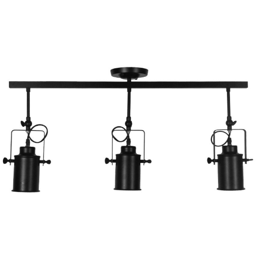 GLOBOSTAR® HOLLYWOOD  Vintage Φωτιστικό Οροφής με Ντουί 3 x E27 AC 220-240V IP20 - Μαύρο - Μ13 x Π78 x Υ38cm