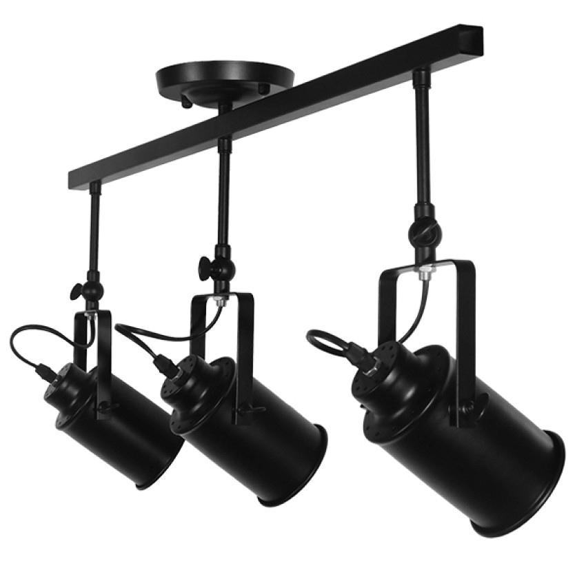 GLOBOSTAR® HOLLYWOOD  Vintage Φωτιστικό Οροφής με Ντουί 3 x E27 AC 220-240V IP20 - Μαύρο - Μ13 x Π78 x Υ38cm
