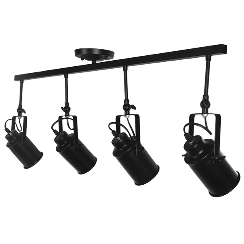 GLOBOSTAR® HOLLYWOOD  Vintage Φωτιστικό Οροφής με Ντουί 4 x E27 AC 220-240V IP20 - Μαύρο - Μ110 x Π13 x Υ38cm