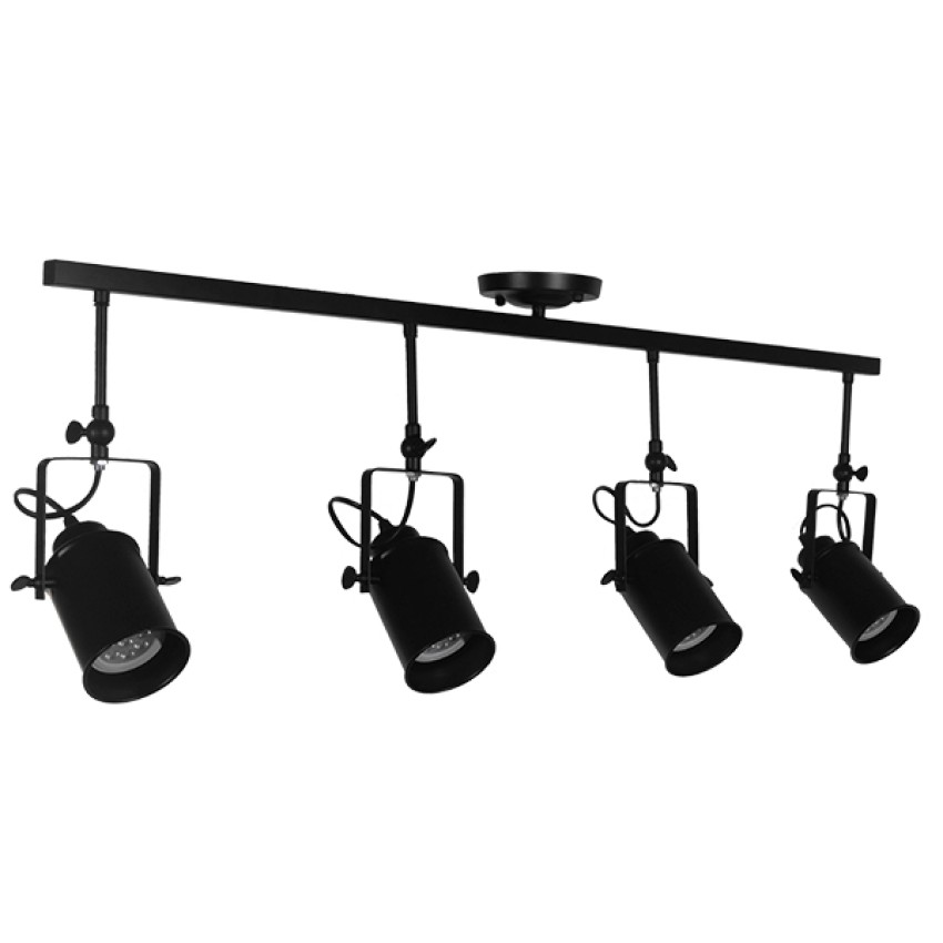 GLOBOSTAR® HOLLYWOOD  Vintage Φωτιστικό Οροφής με Ντουί 4 x E27 AC 220-240V IP20 - Μαύρο - Μ110 x Π13 x Υ38cm