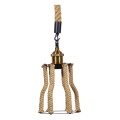 LANTERN  Vintage Κρεμαστό Φωτιστικό Ανάρτηση Μονόφωτο 1 x E27 IP20 Μαύρο & Χρυσό Μέταλλο με Μπεζ Σχοινί - Μ15 x Π15 x Υ24cm
