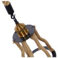 LANTERN  Vintage Κρεμαστό Φωτιστικό Ανάρτηση Μονόφωτο 1 x E27 IP20 Μαύρο & Χρυσό Μέταλλο με Μπεζ Σχοινί - Μ15 x Π15 x Υ24cm