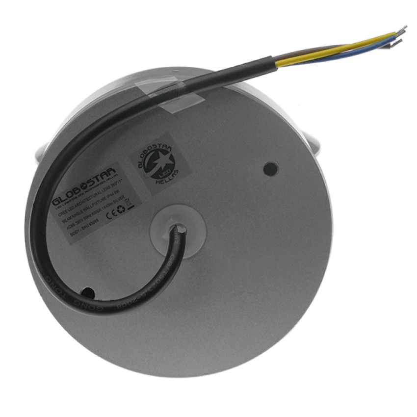 GLOBOSTAR® ZERODA  Μοντέρνο Φωτιστικό Τοίχου - Απλίκα LED 9W 1440lm 1° AC 220-240V IP44 Ψυχρό Λευκό 6000K - CREE XPE Chip & TÜV SÜD Driver - Ασημί - Μ12 x Π11 x Υ17cm