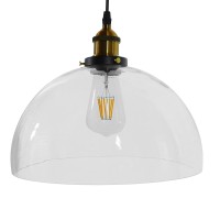 WICKHAM  Vintage Κρεμαστό Φωτιστικό Καμπάνα Μονόφωτο 1 x E27 IP20 Διάφανο Γυαλί με Μαύρο & Χρυσό Μέταλλο - Μ30 x Π30 x Y25cm