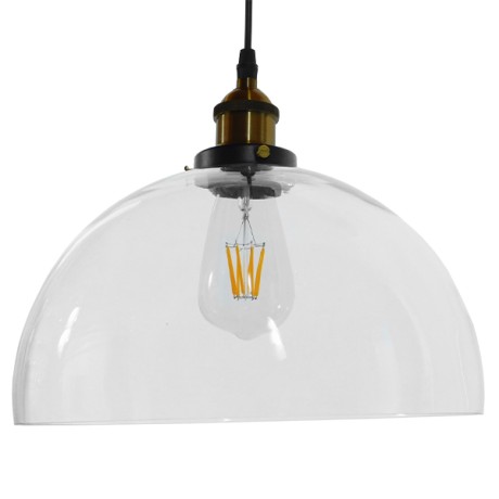 WICKHAM  Vintage Κρεμαστό Φωτιστικό Καμπάνα Μονόφωτο 1 x E27 IP20 Διάφανο Γυαλί με Μαύρο & Χρυσό Μέταλλο - Μ30 x Π30 x Y25cm