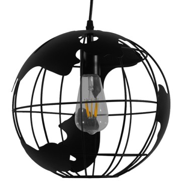 GLOBOSTAR® EARTH  Vintage Κρεμαστό Φωτιστικό Οροφής με Ντουί 1 x E27 AC 220-240V IP20 - Μαύρο - Μ30 x Π30 x Υ30cm