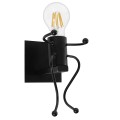 LITTLE MAN  Μοντέρνο Επιτοίχιο Φωτιστικό Απλίκα Μονόφωτο 1 x E27 IP20 Μαύρο Μέταλλο - Μ12 x Π19 x Υ17cm