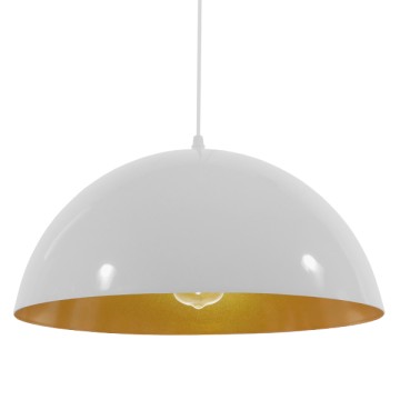 GLOBOSTAR® LUNE  Μοντέρνο Κρεμαστό Φωτιστικό Οροφής με Ντουί 1 x E27 AC 220-240V IP20 - Λευκό & Χρυσό - Μ40 x Π40 x Υ20cm