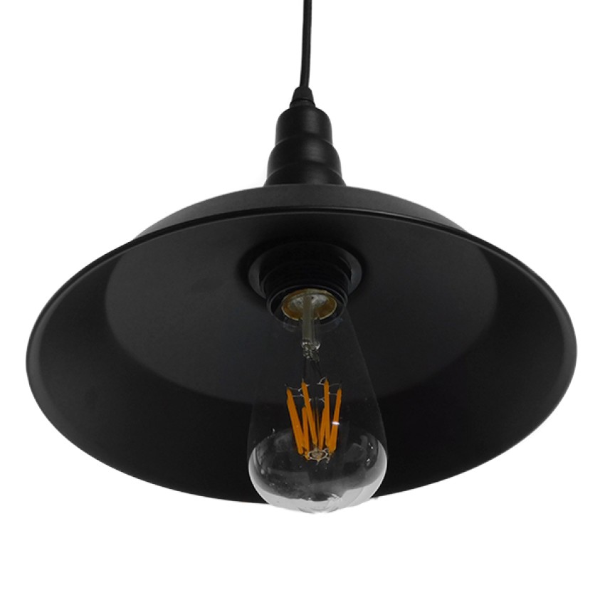 RAY  Vintage Κρεμαστό Φωτιστικό Καμπάνα Μονόφωτο 1 x E27 IP20 Μαύρο Μέταλλο - Μ26 x Π26 x Υ25cm