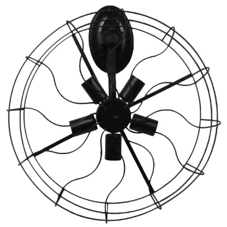 FAN  Vintage Επιτοίχιο Φωτιστικό Απλίκα Πολύφωτο 5 x E27 IP20 Μαύρο Μέταλλο - Μ22 x Π46 x Υ46cm