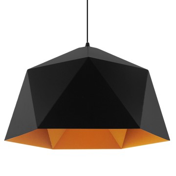 GLOBOSTAR® HEXAGON  Μοντέρνο Κρεμαστό Φωτιστικό Οροφής με Ντουί 1 x E27 AC 220-240V IP20 - Μαύρο & Χρυσό - Μ46 x Π46 x Υ25cm