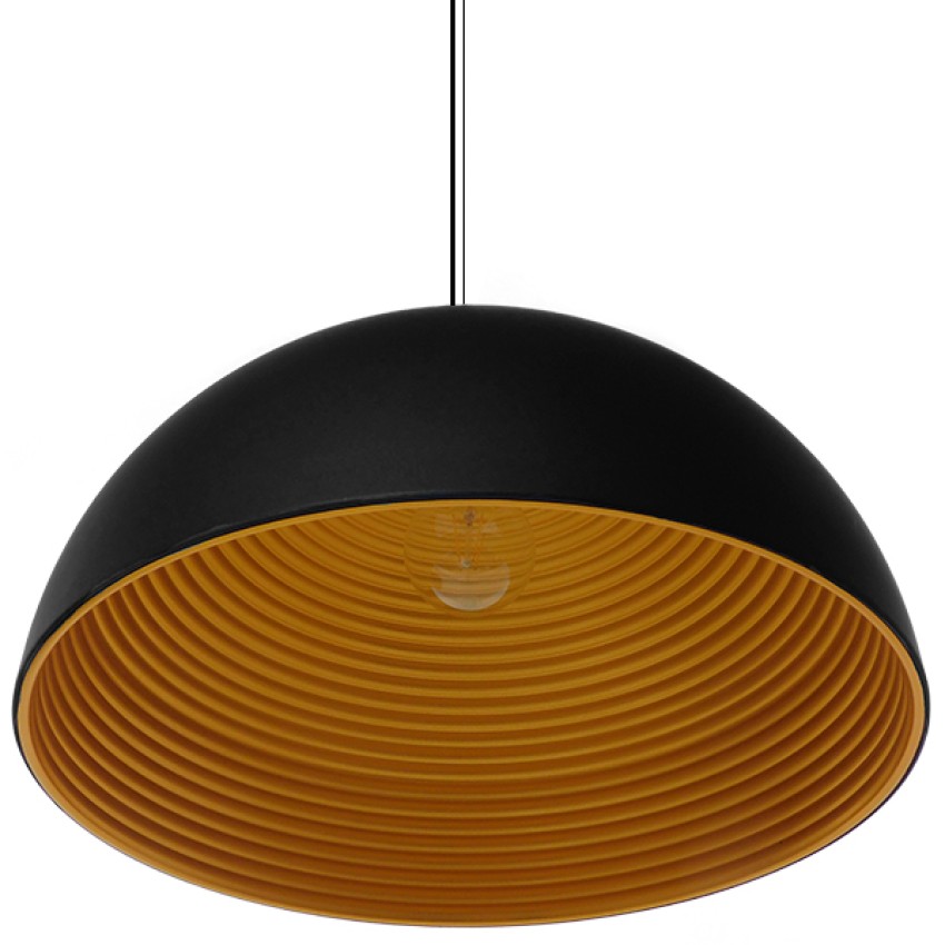 MEDEA  Μοντέρνο Κρεμαστό Φωτιστικό Καμπάνα Μονόφωτο 1 x E27 IP20 Μαύρο & Χρυσό Μέταλλο - Μ60 x Π60 x Υ30cm