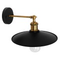 GLOBOSTAR® MINIMALL  Vintage Φωτιστικό Τοίχου - Απλίκα με Ντουί 1 x E27 AC 220-240V IP20 - Μαύρο & Χρυσό - Μ22 x Π39 x Υ18cm