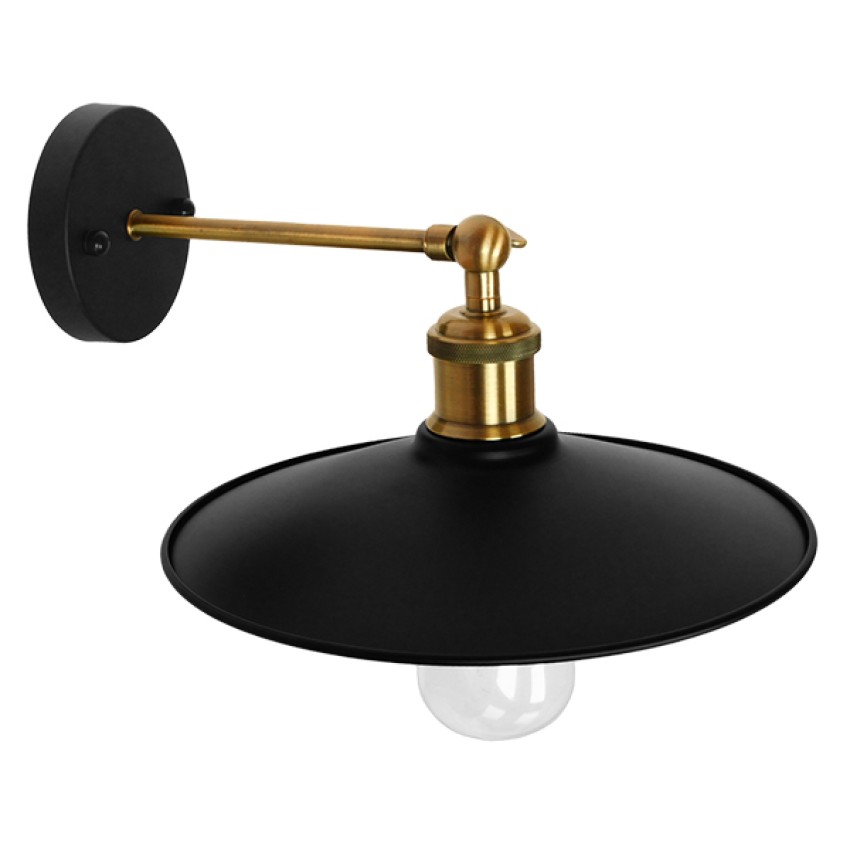GLOBOSTAR® MINIMALL  Vintage Φωτιστικό Τοίχου - Απλίκα με Ντουί 1 x E27 AC 220-240V IP20 - Μαύρο & Χρυσό - Μ22 x Π39 x Υ18cm