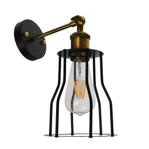 CATEL  Vintage Επιτοίχιο Φωτιστικό Απλίκα Μονόφωτο 1 x E27 IP20 Μαύρο & Χρυσό Μέταλλο - Μ26 x Π15 x Υ30cm