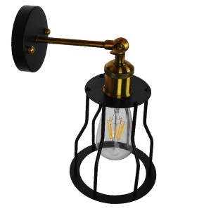 CATEL  Vintage Επιτοίχιο Φωτιστικό Απλίκα Μονόφωτο 1 x E27 IP20 Μαύρο & Χρυσό Μέταλλο - Μ26 x Π15 x Υ30cm