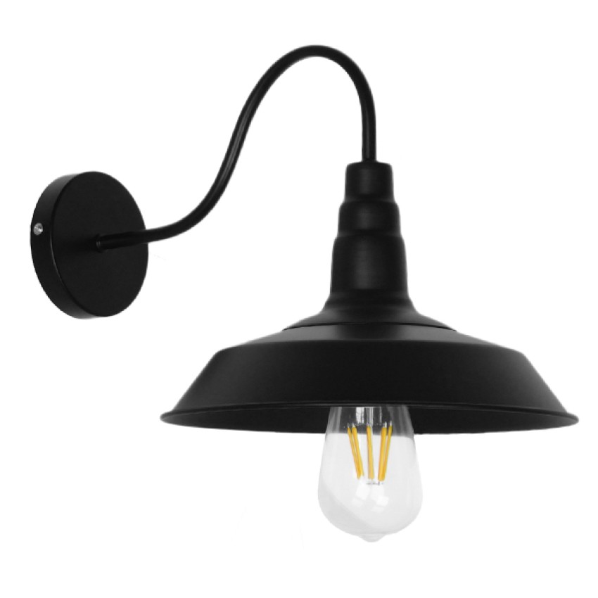 GLOBOSTAR® RAY  Vintage Φωτιστικό Τοίχου - Απλίκα με Ντουί 1 x E27 AC 220-240V IP20 - Μαύρο - Μ26 x Π37 x Υ32cm