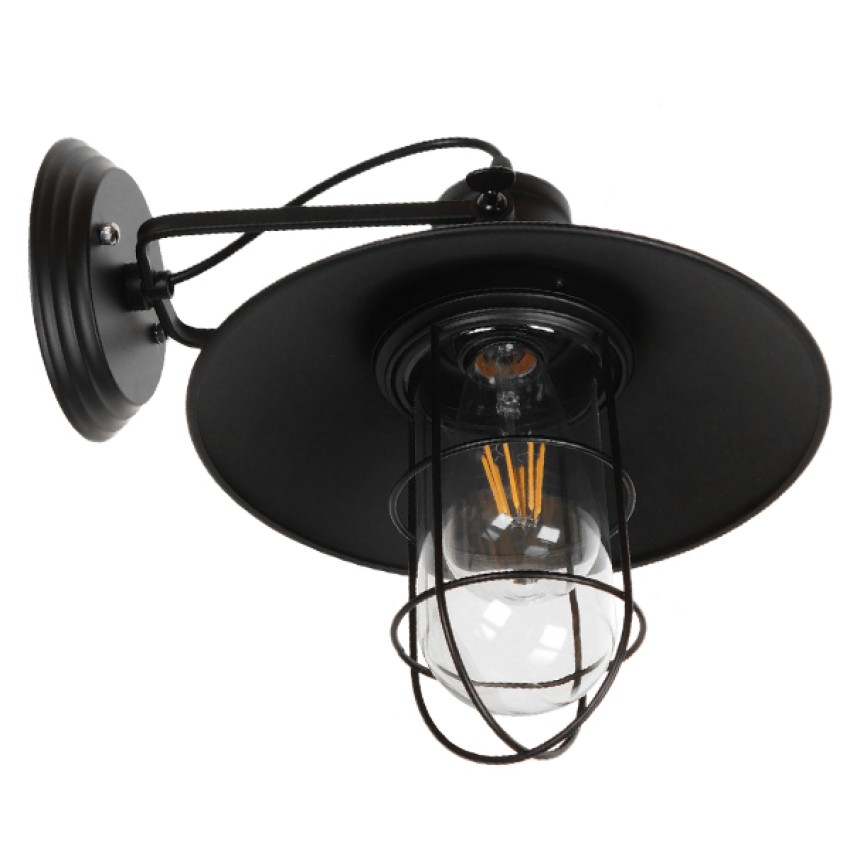 CELL  Vintage Επιτοίχιο Φωτιστικό Απλίκα Μονόφωτο 1 x E27 IP20 Μαύρο Μέταλλο - Μ33 x Π27 x Υ33cm