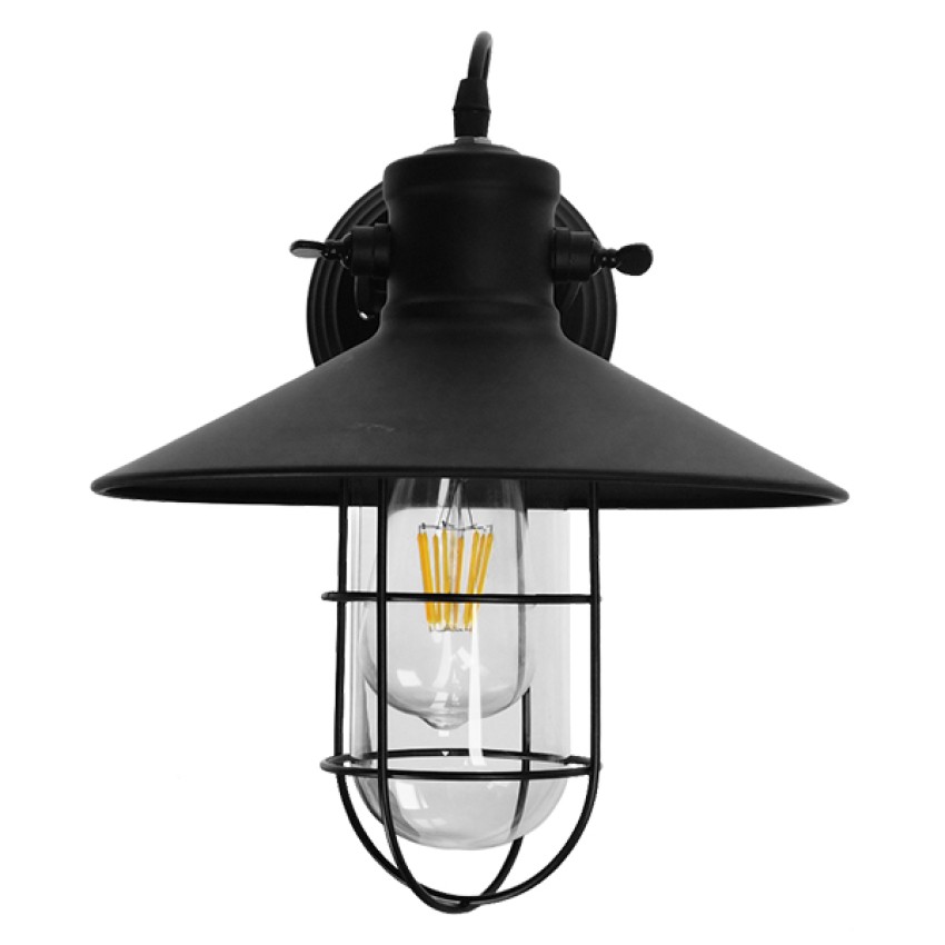 CELL  Vintage Επιτοίχιο Φωτιστικό Απλίκα Μονόφωτο 1 x E27 IP20 Μαύρο Μέταλλο - Μ33 x Π27 x Υ33cm