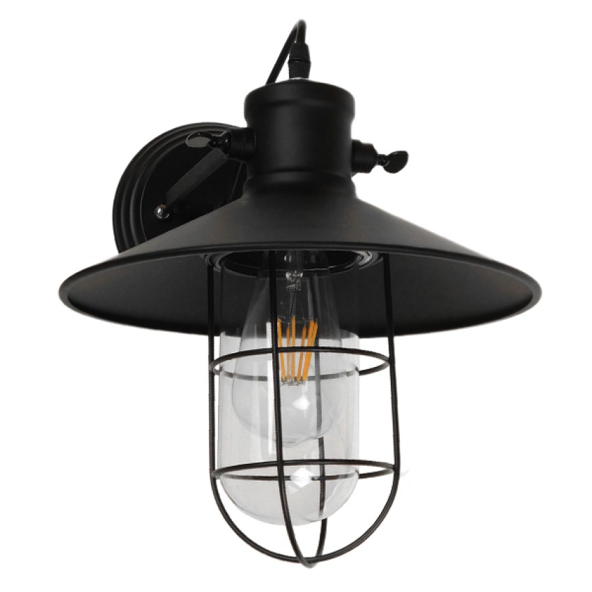 CELL  Vintage Επιτοίχιο Φωτιστικό Απλίκα Μονόφωτο 1 x E27 IP20 Μαύρο Μέταλλο - Μ33 x Π27 x Υ33cm