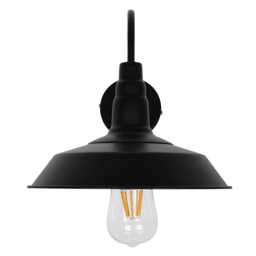 GLOBOSTAR® RAY  Vintage Φωτιστικό Τοίχου - Απλίκα με Ντουί 1 x E27 AC 220-240V IP20 - Μαύρο - Μ26 x Π37 x Υ32cm