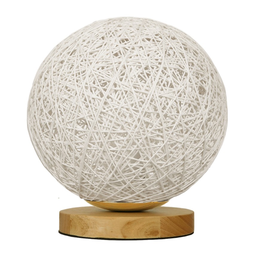 GLOBOSTAR® OCEANA  Boho Επιτραπέζιο Φωτιστικό Πορτατίφ με Ντουί 1 x E27 AC 220-240V IP20 - Λευκό & Μπεζ - M20 x Π20 x Υ22cm