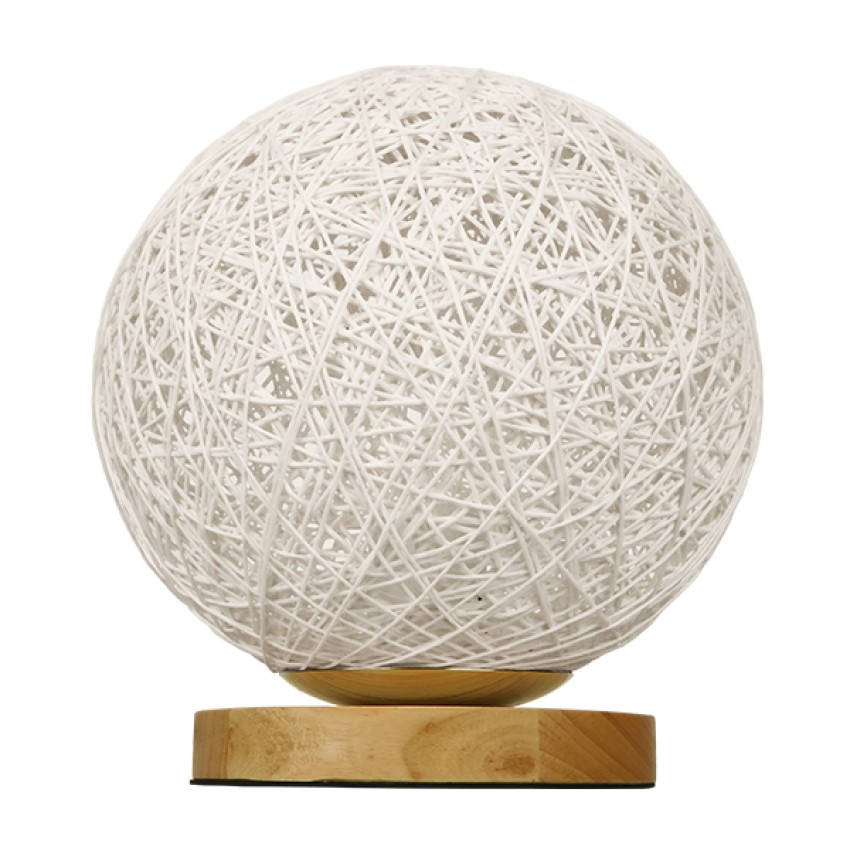 GLOBOSTAR® OCEANA  Boho Επιτραπέζιο Φωτιστικό Πορτατίφ με Ντουί 1 x E27 AC 220-240V IP20 - Λευκό & Μπεζ - M20 x Π20 x Υ22cm