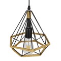 FLUTED  Vintage Κρεμαστό Φωτιστικό Πλέγμα Μονόφωτο 1 x E27 IP20 Μαύρο Μέταλλο με Μπεζ Σχοινί - Μ25 x Π25 x Y24cm