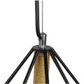 FLUTED  Vintage Κρεμαστό Φωτιστικό Πλέγμα Μονόφωτο 1 x E27 IP20 Μαύρο Μέταλλο με Μπεζ Σχοινί - Μ50 x Π50 x Y44cm