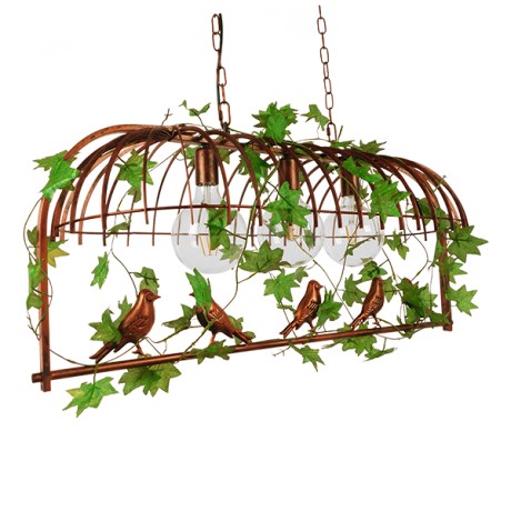 NEST  Vintage Κρεμαστό Φωτιστικό Φιγούρα Τρίφωτο 3 x E27 IP20 Χάλκινο Μέταλλο με Πράσινο Πλαστικό - Μ85.5 x Π37.5 x Y38cm