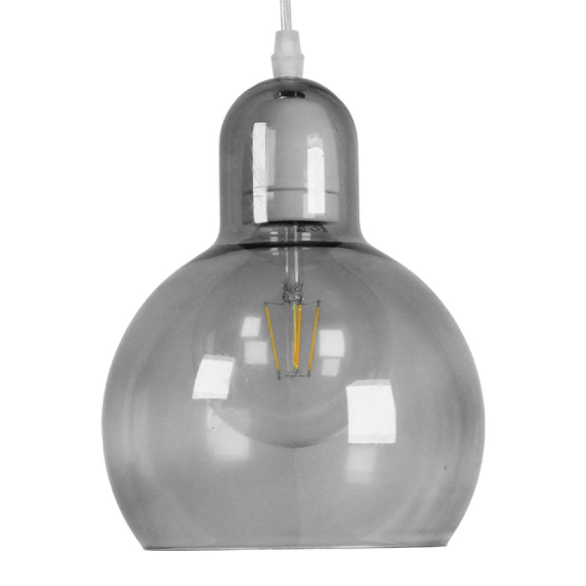 BOSSANOVA  Μοντέρνο Κρεμαστό Φωτιστικό Ανάρτηση Μονόφωτο 1 x E27 IP20 Γκρι Γυαλί - Μ18 x Π18 x Υ23cm