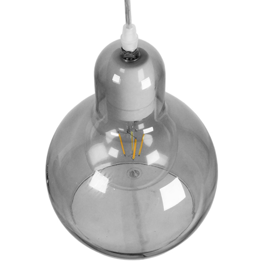 BOSSANOVA  Μοντέρνο Κρεμαστό Φωτιστικό Ανάρτηση Μονόφωτο 1 x E27 IP20 Γκρι Γυαλί - Μ18 x Π18 x Υ23cm