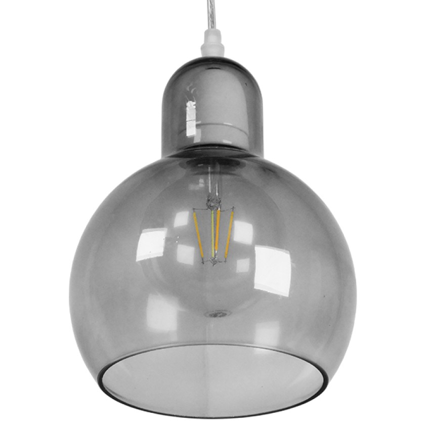BOSSANOVA  Μοντέρνο Κρεμαστό Φωτιστικό Ανάρτηση Μονόφωτο 1 x E27 IP20 Γκρι Γυαλί - Μ18 x Π18 x Υ23cm